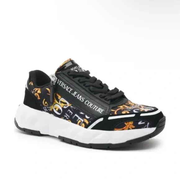 Versace Jeans Couture- Mens Atom Baroque logo zip sneakers